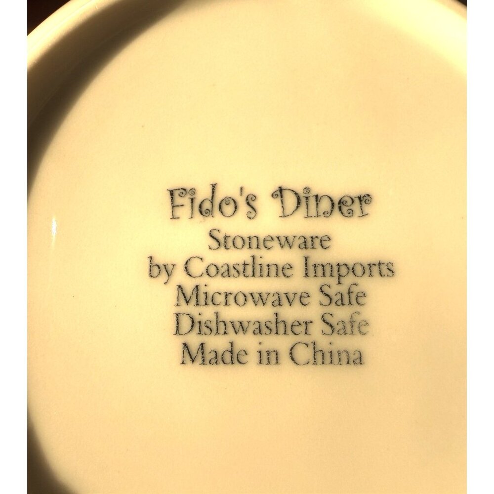 FIDO'S DINER White Live Love Bark & Pawprint Dog Cat Pet Food Water Bowl - Picture 2 of 6